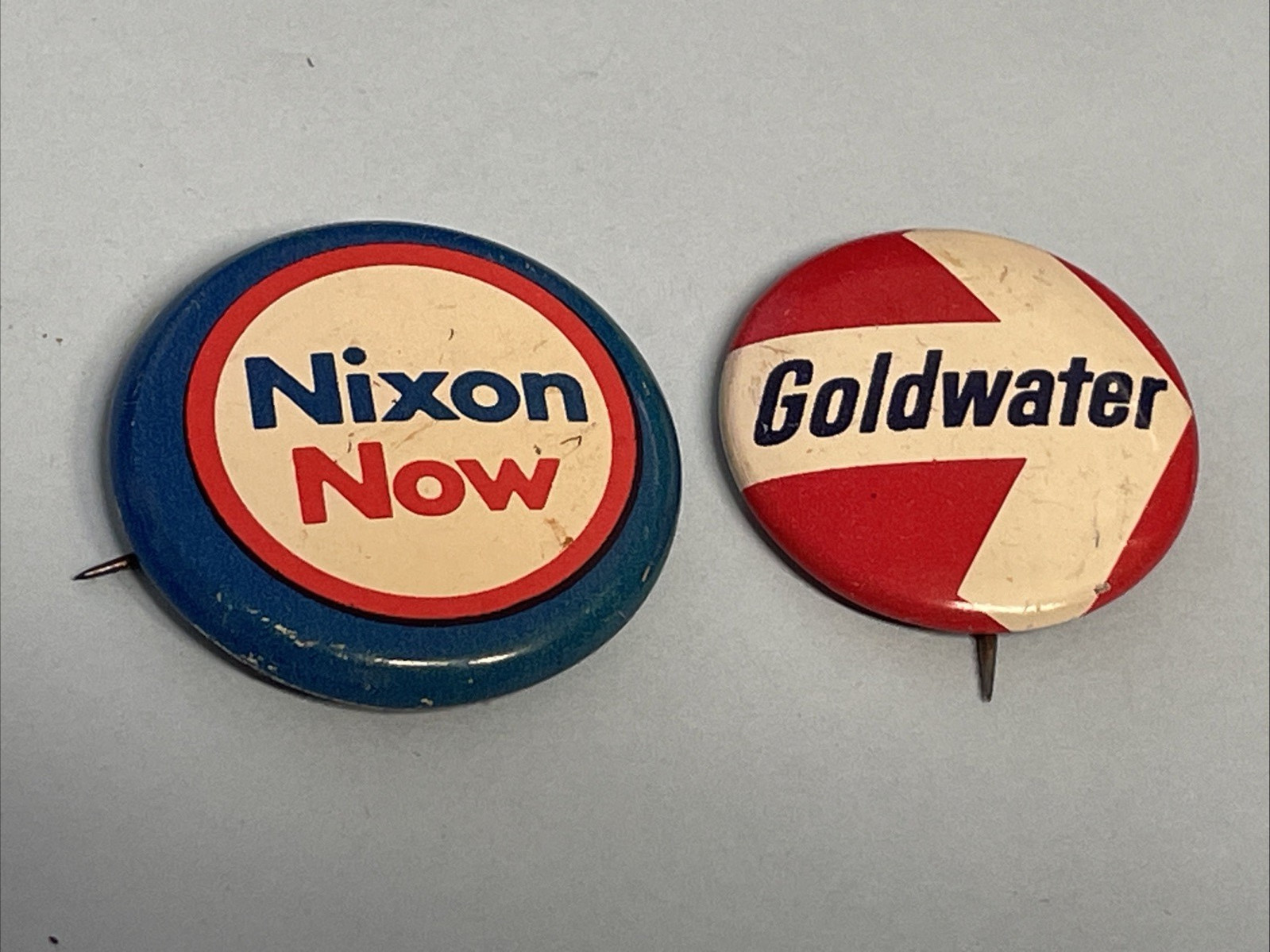 Nixon Now and Goldwater Presidential Campaign Pinback Buttons