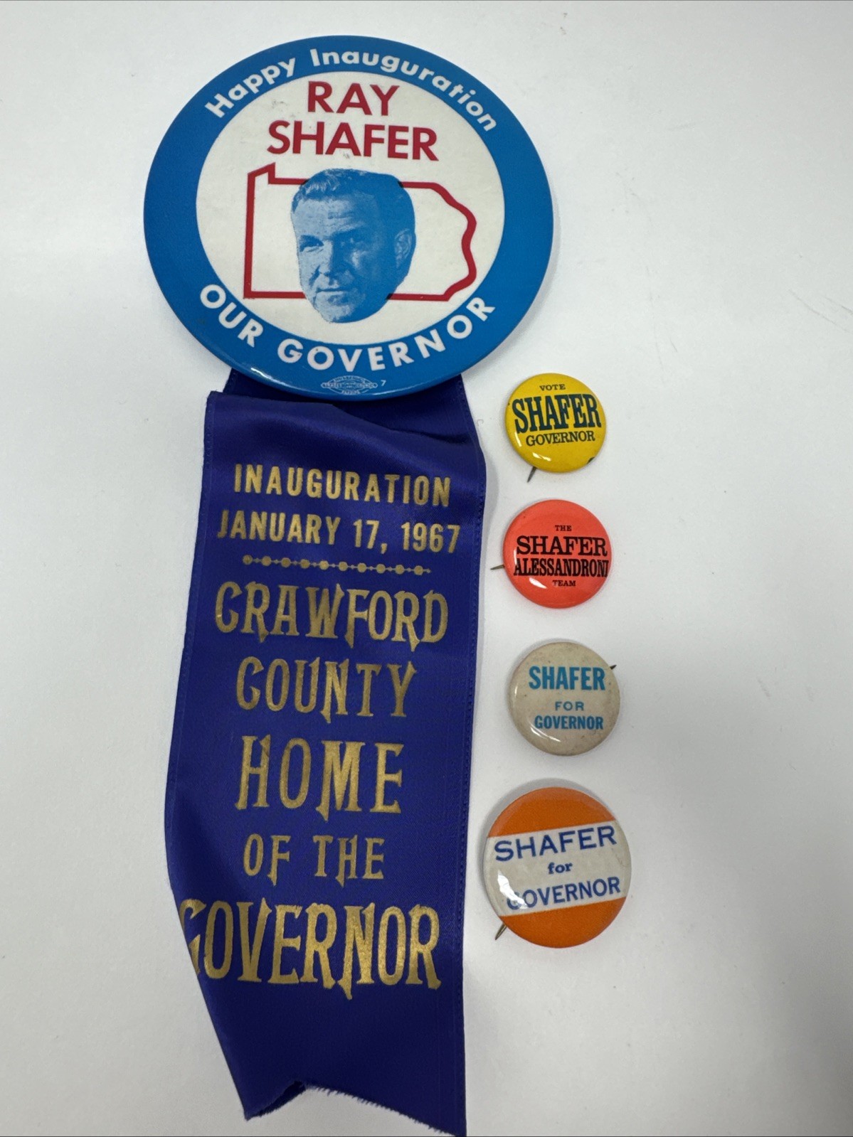 Ray Shafer Pennsylvania Governor campaign pin button political 1960s LOT of 5