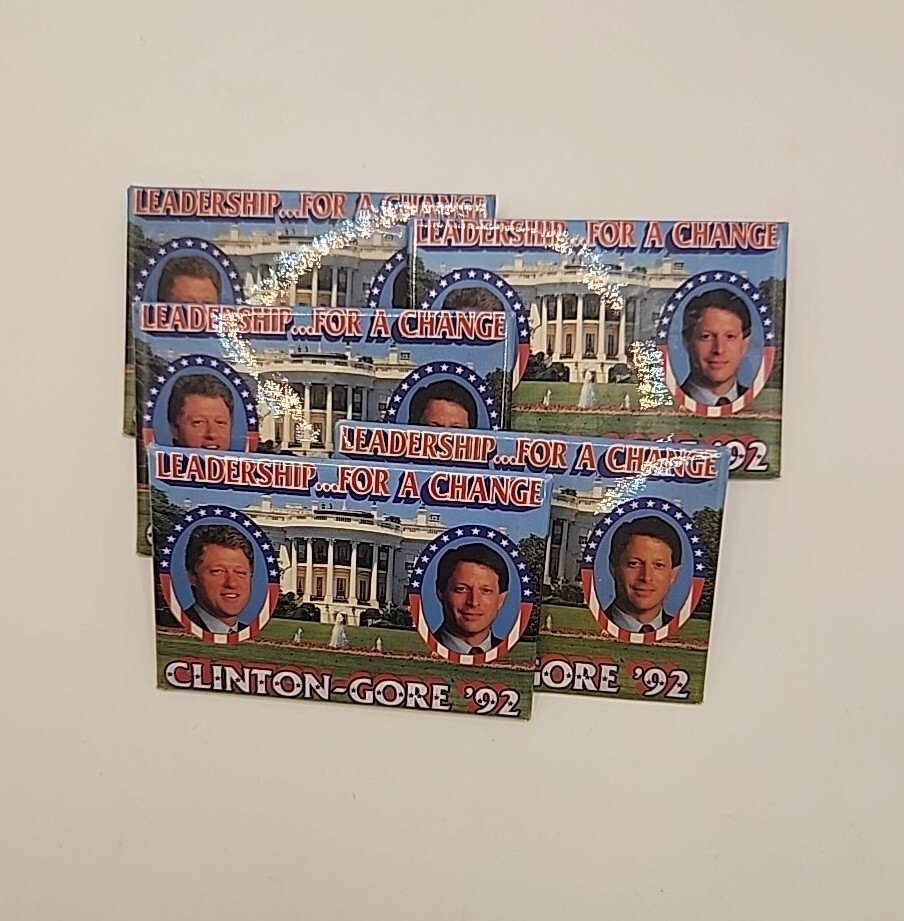 1992 Bill Clinton Al Gore “Leadership For A Change” Pinback Button