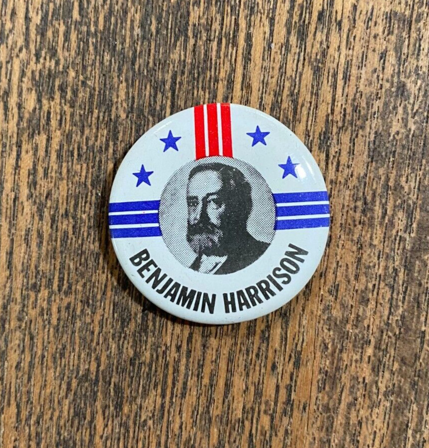 Benjamin Harrison REPLICA Campaign Pin | 1970s Vintage Reproduction Button