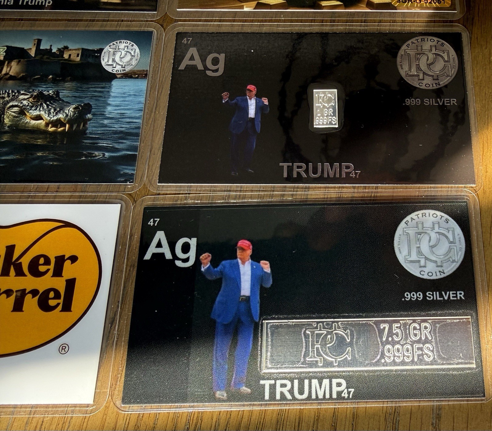 Rare Complete Set 8 Patriots Coin Trump Cards with Embedded Silver & Gold Bars