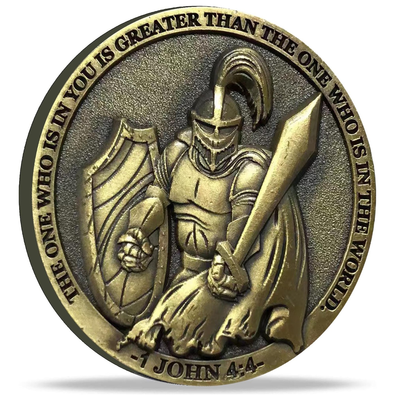 The Task Ahead Christian Challenge Coin Featuring A Fully Armored Warrior and…
