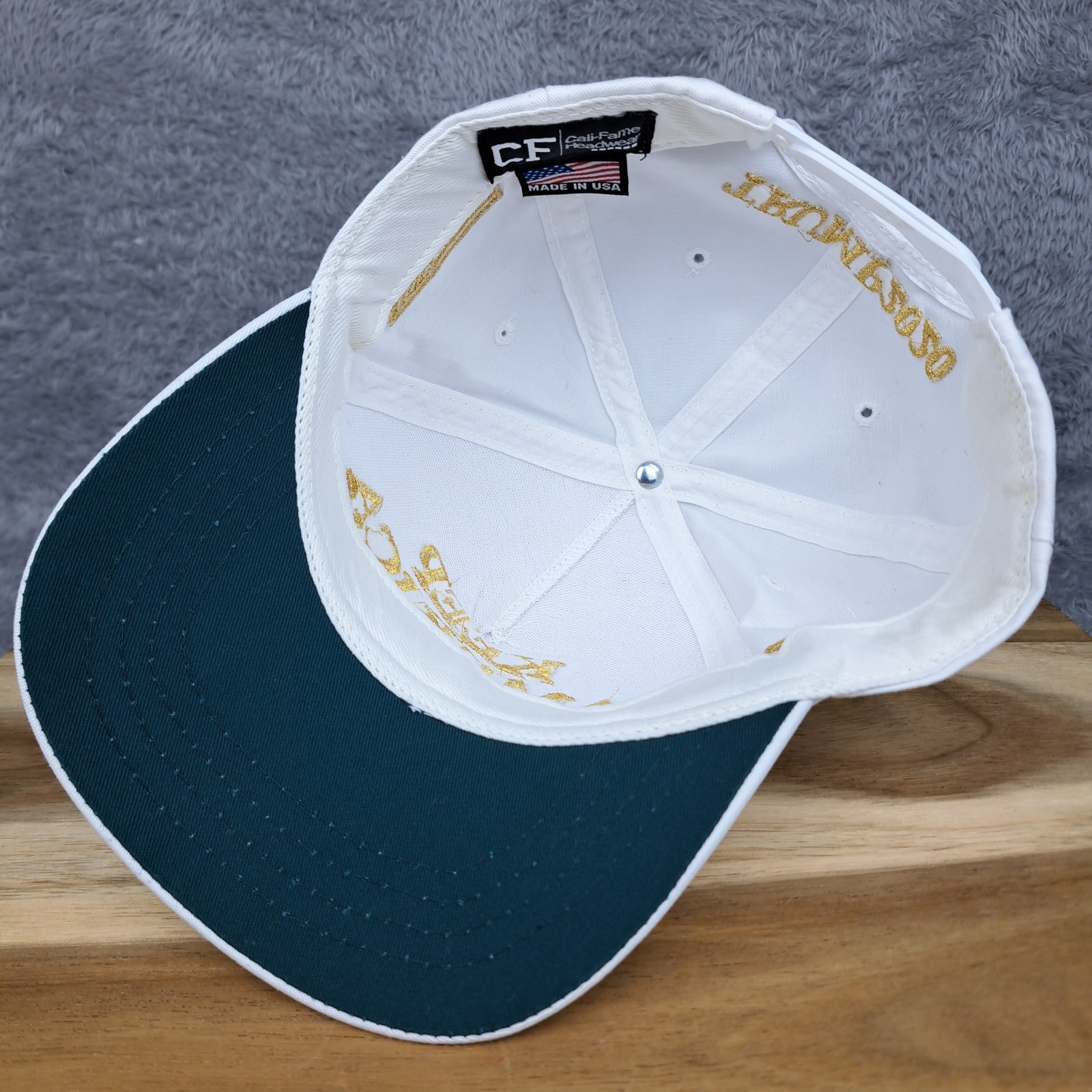 AUTHENTIC Trump Hat Cap White Gold Cali Fame MAGA Keep America Great Made In USA