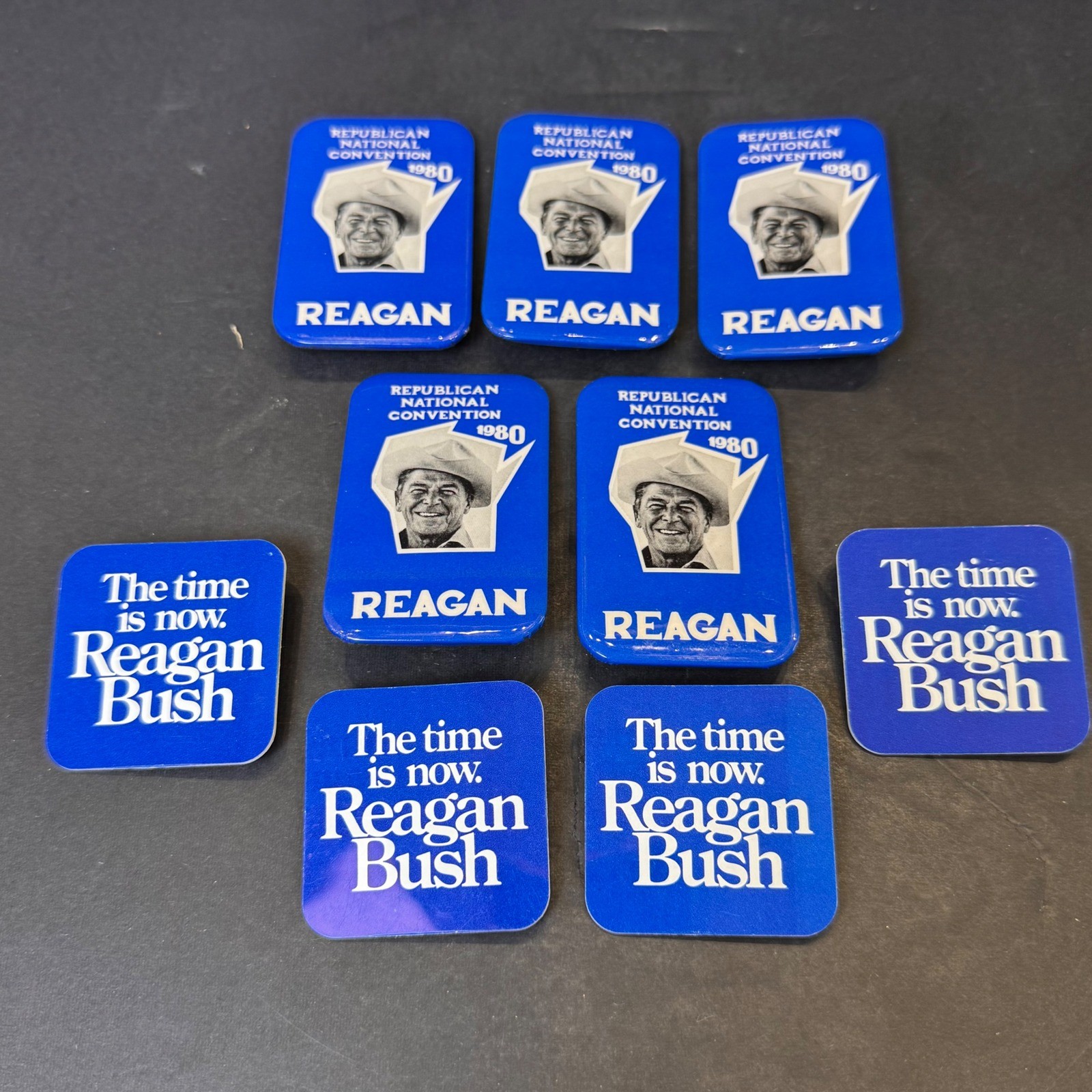 9pc Vintage 1980 Ronald Reagan Bush Republican National Convention Campaign Pins