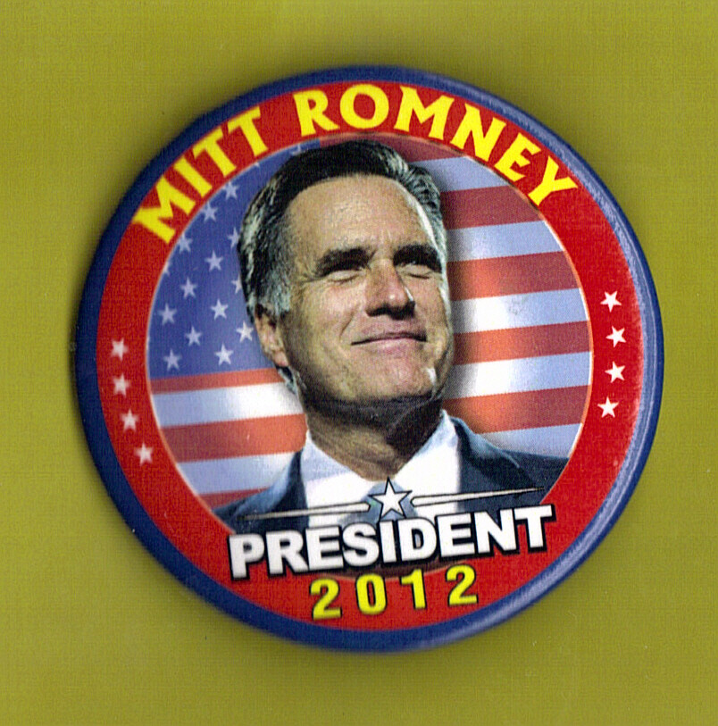 2012 Mitt Romney 2-1/4″ / “Patriotic” Presidential Campaign Button(Pin17)