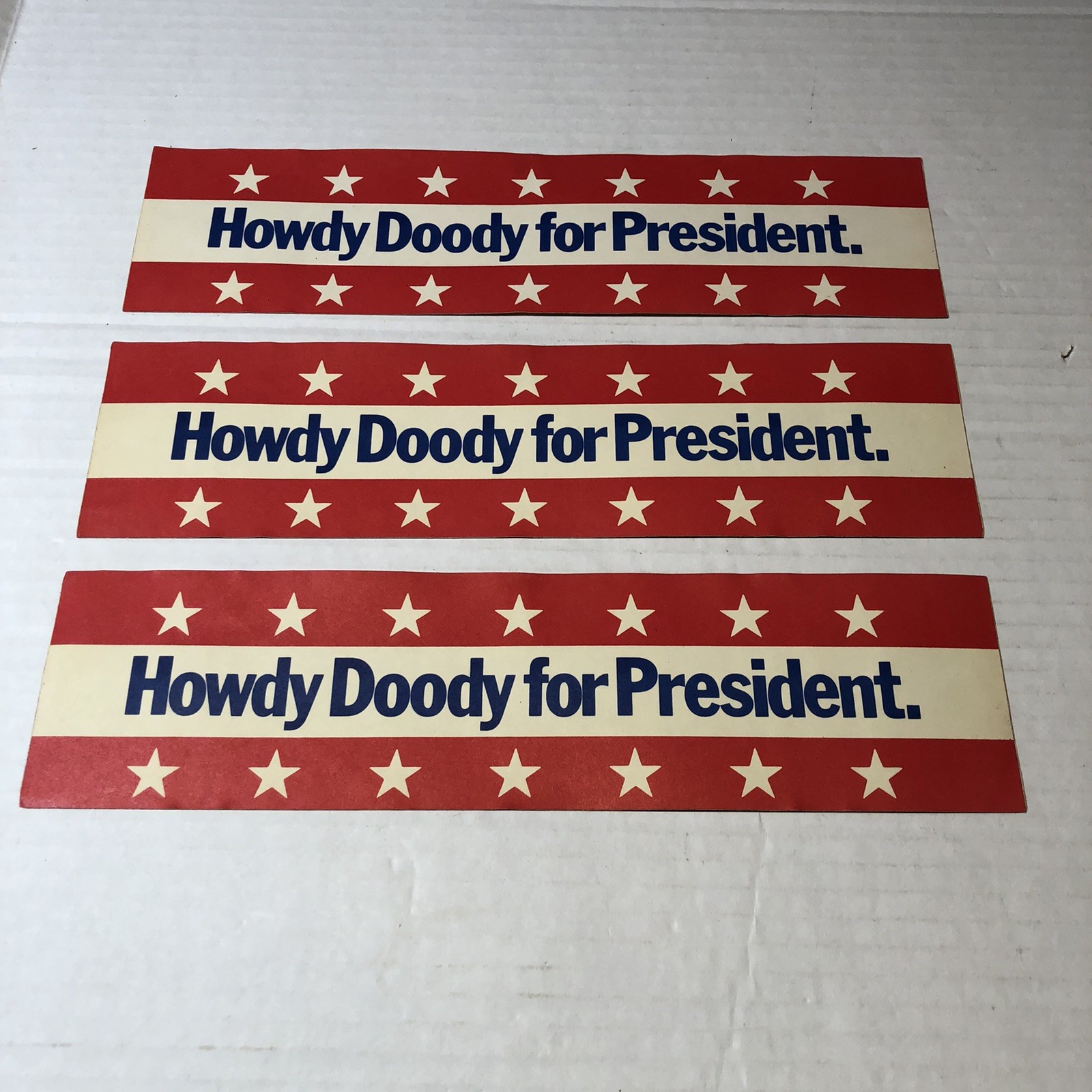 Vtg Lot of 3 Bumper Stickers HOWDY DOODY FOR PRESIDENT MTO