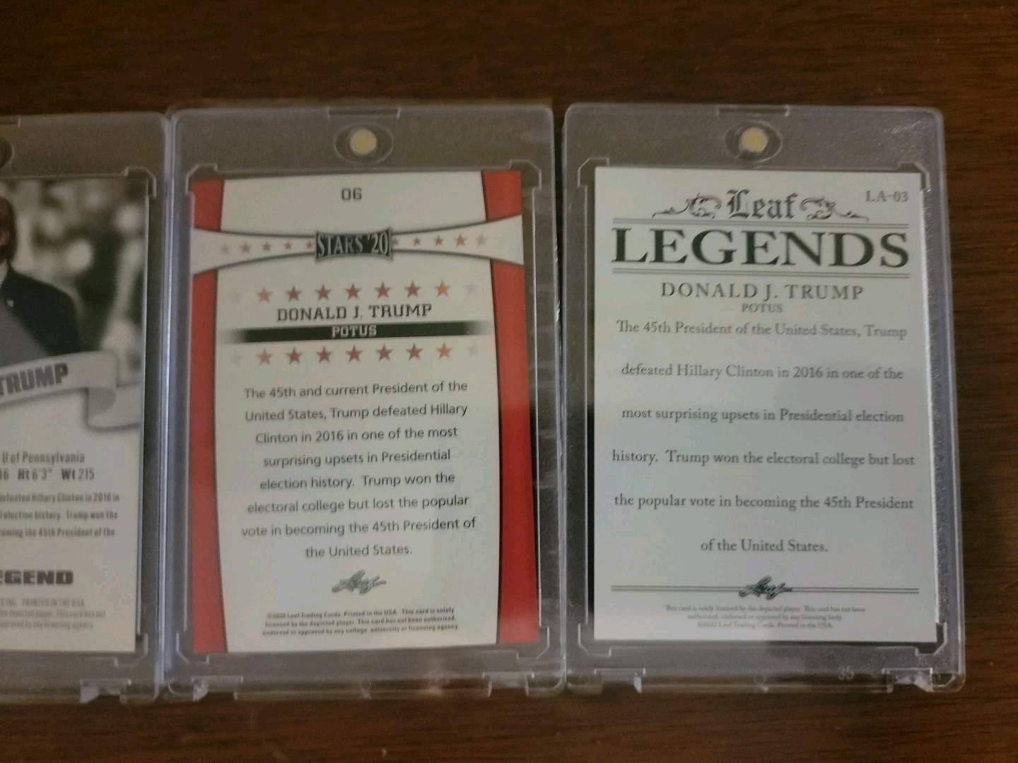 Lot of 4 DONALD TRUMP Leaf Cards – RC / Prized Legend / POTUS