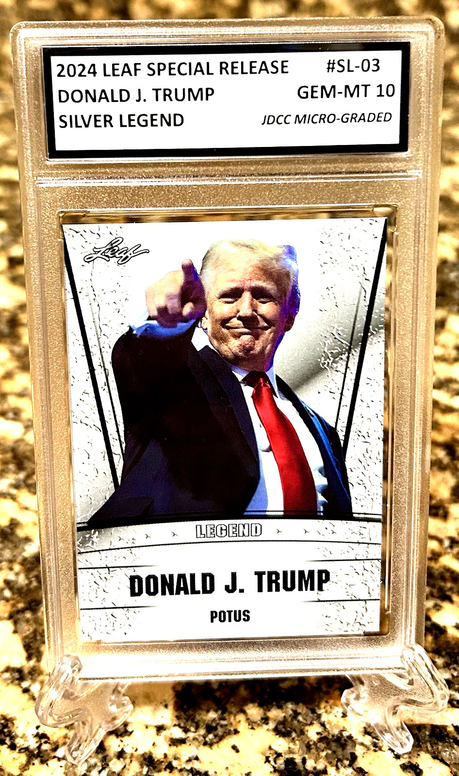 DONALD J. TRUMP POTUS 2024 LEAF Silver Legend Graded Gem Mt-10 #SL-03. COA!