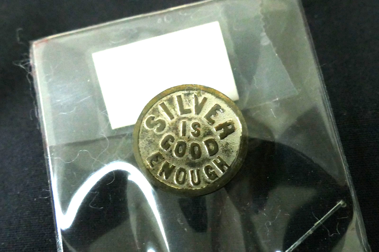 Rare 1896 William Jennings Bryan “Silver Is Good Enough Populist Button Stud 5/8