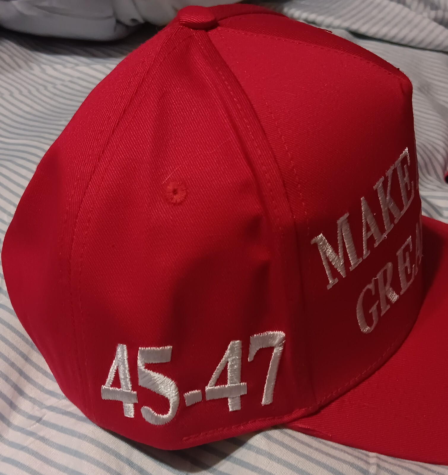 Red & White Trump 45-47 Make America Great Again 2024 MAGA Hat USA MADE