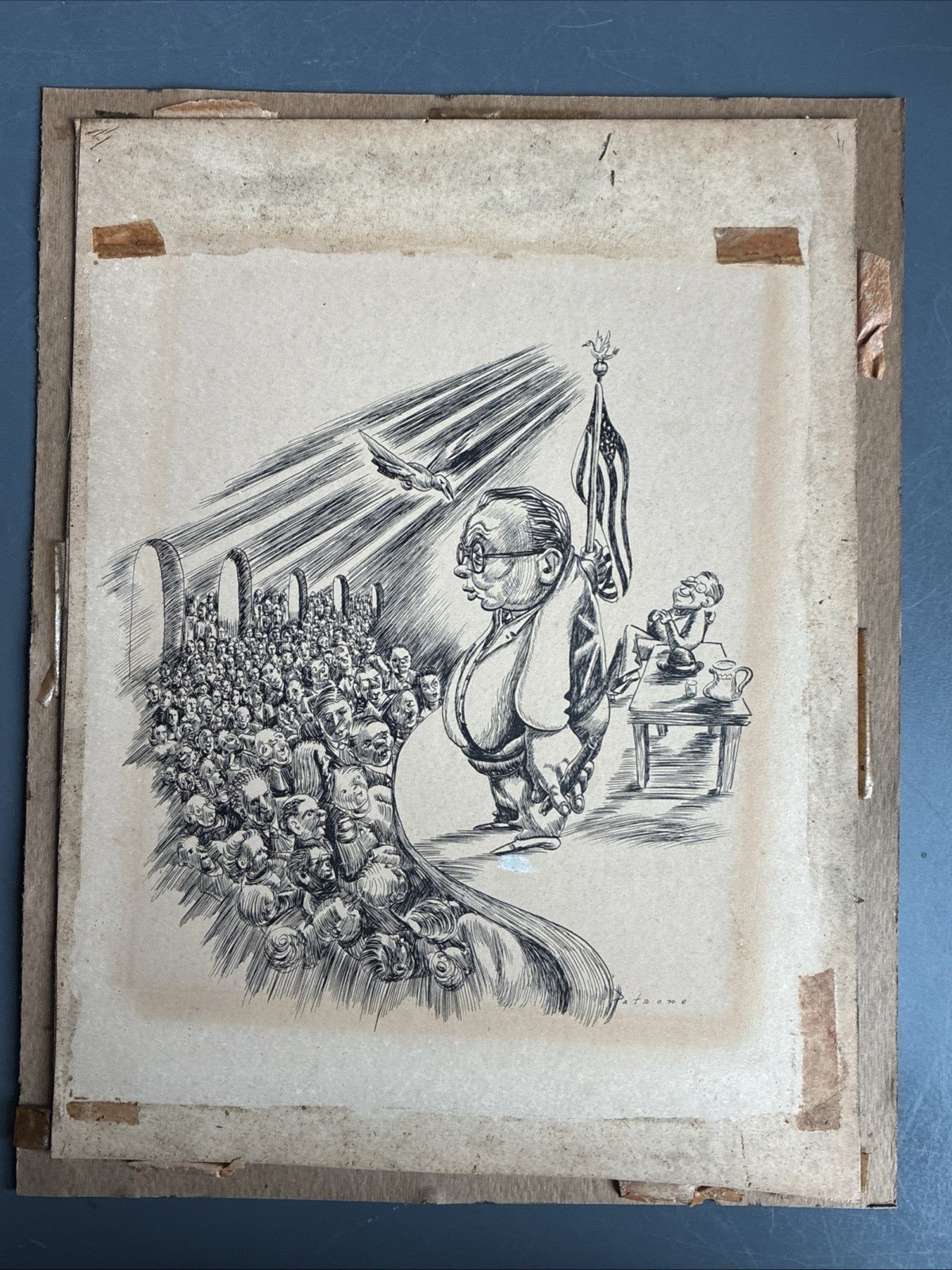 Sam Patrone Original Hand Drawn Political Cartoon Signed