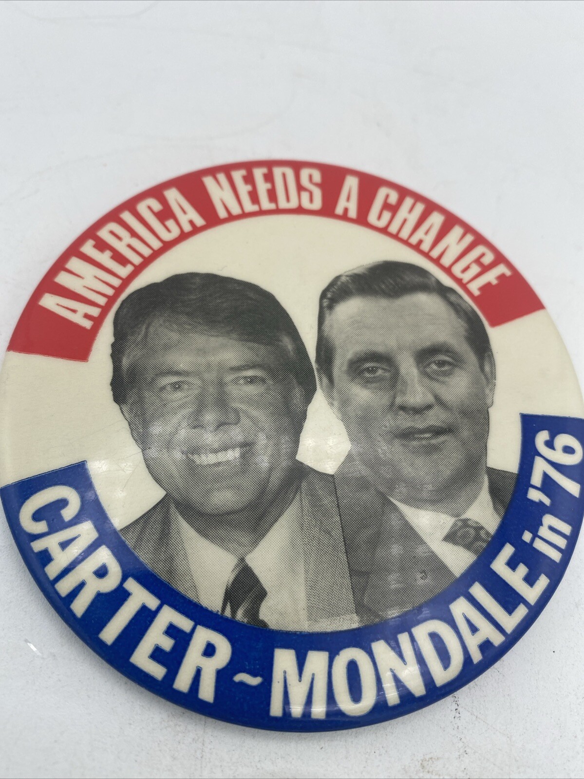 2 VTG 1976 Carter & Mondale Presidential Campaign Political Buttons Pins