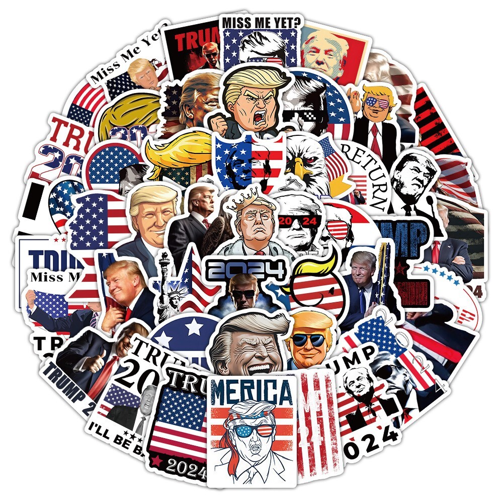 50 PCS Donald Trump Stickers Decal 2024 President Election Campaign Supporters