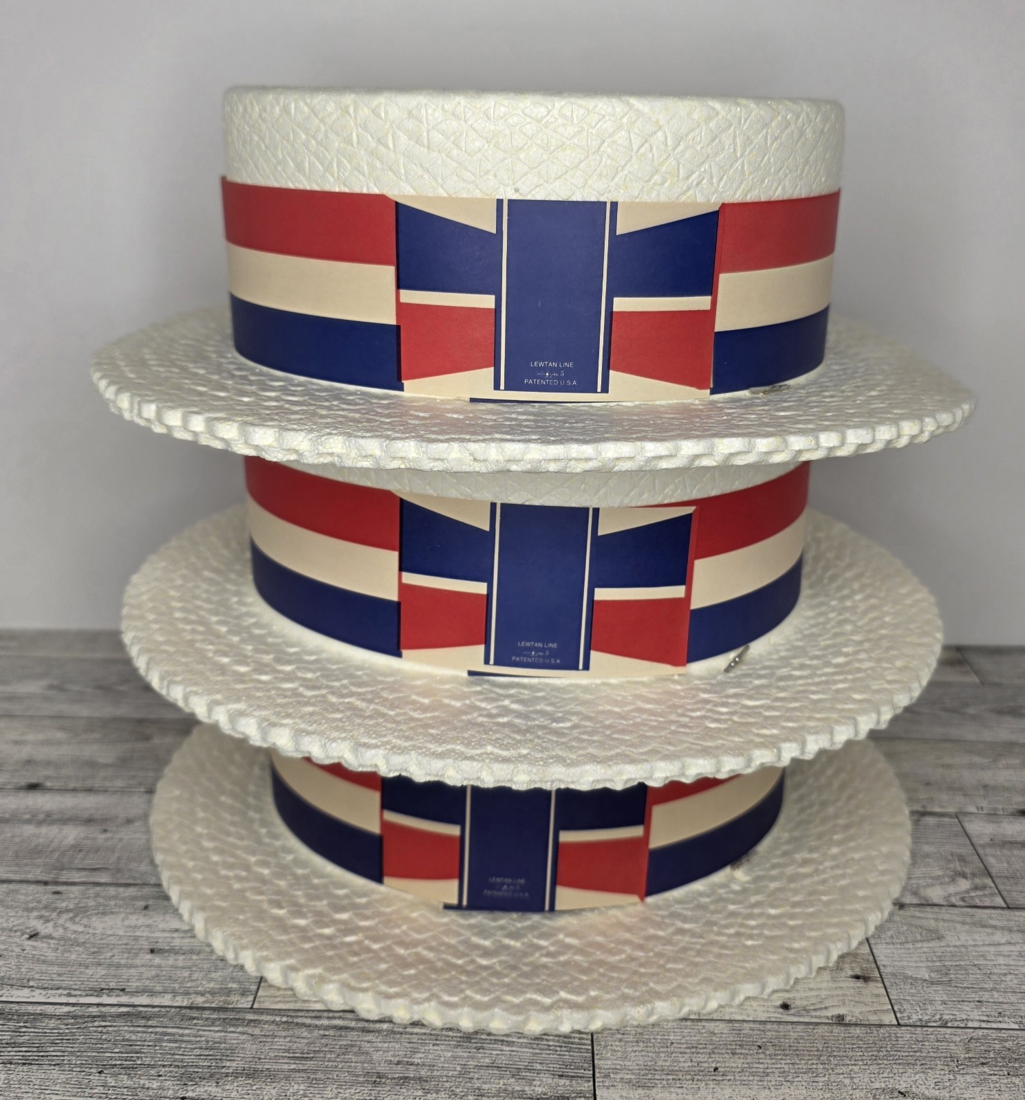 Vtg Lewtan Line USA Campaign Styrofoam Hats Patriotic Retro Collectible Set 3