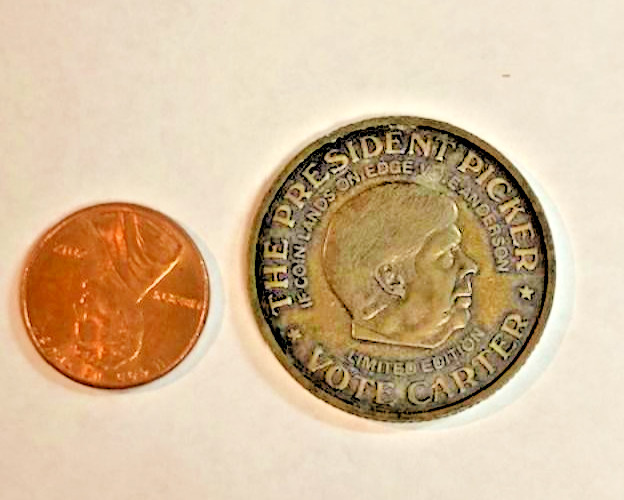 Vintage 1980 Vote REAGAN CARTER The President Picker Limited Edition Coin Token