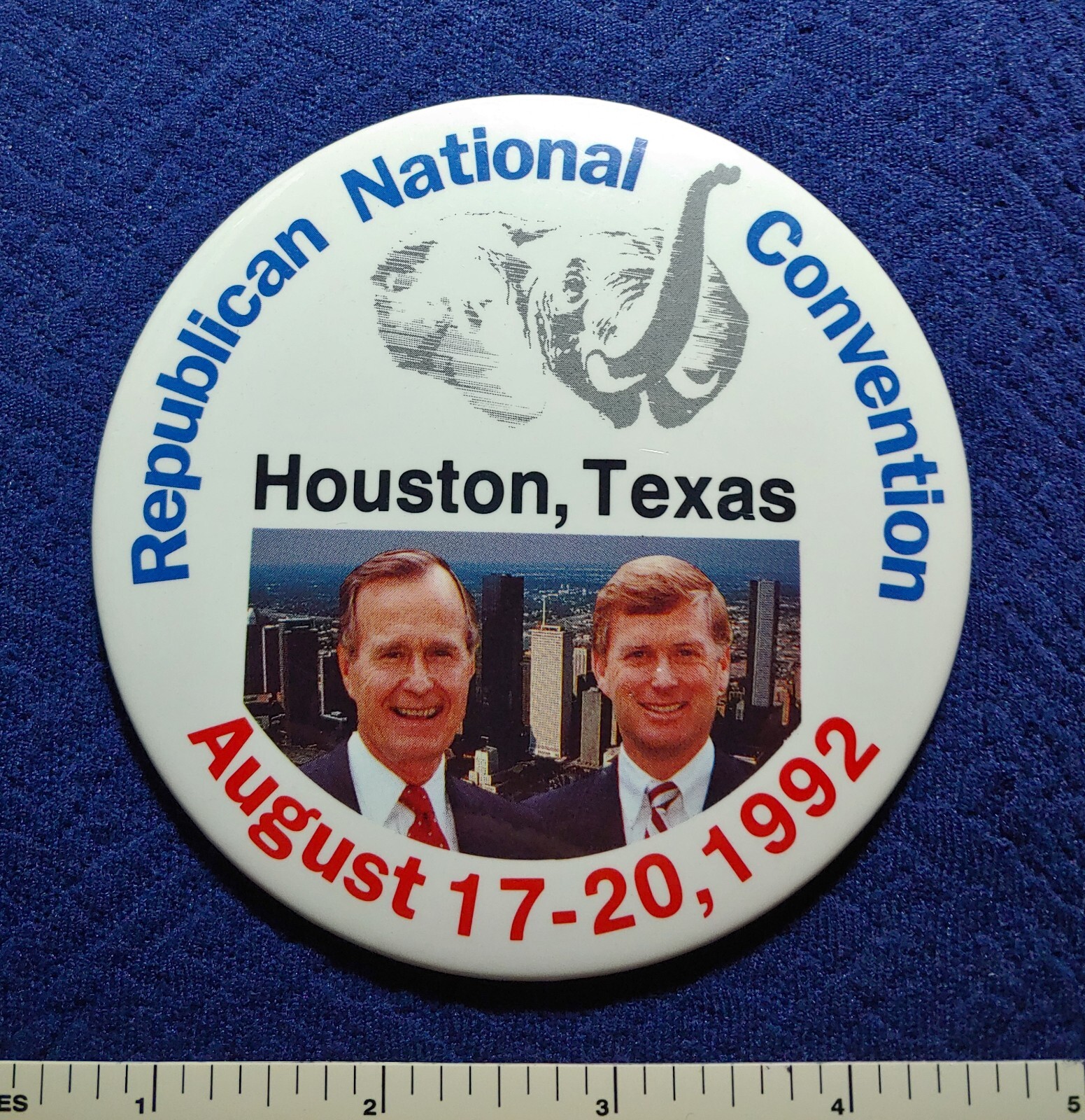 SUPER BUSH QUAYLE HOUSTON TEXAS RNC CONVENTION 1992 GOP POLITICAL PINBACK BUTTON