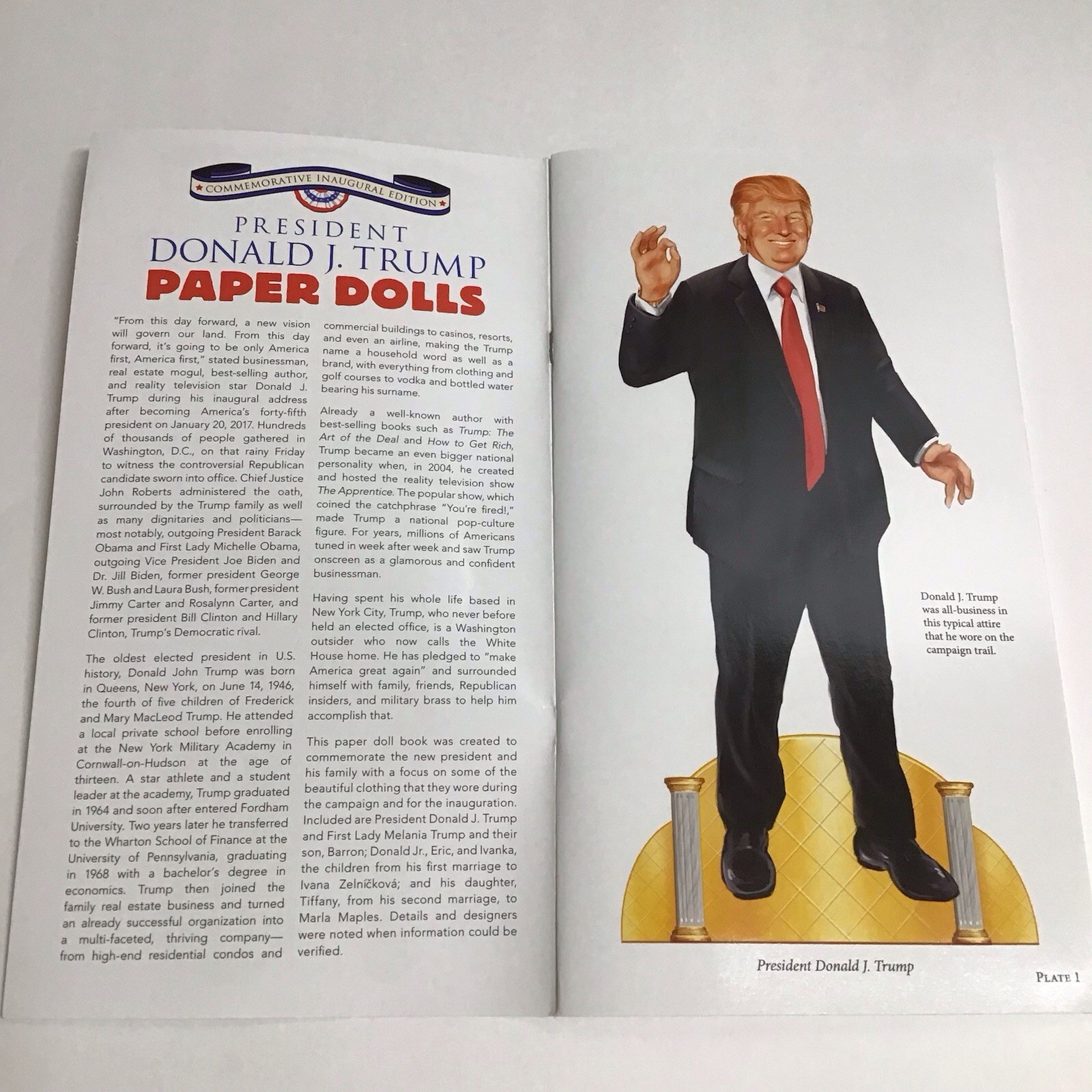 President Donald Trump Paper Dolls Book Inaugural Edition by Tim Foley 2017 NEW
