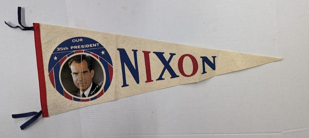 Vintage Richard Nixon Our 35th President US America Full Sized Pennant Rare