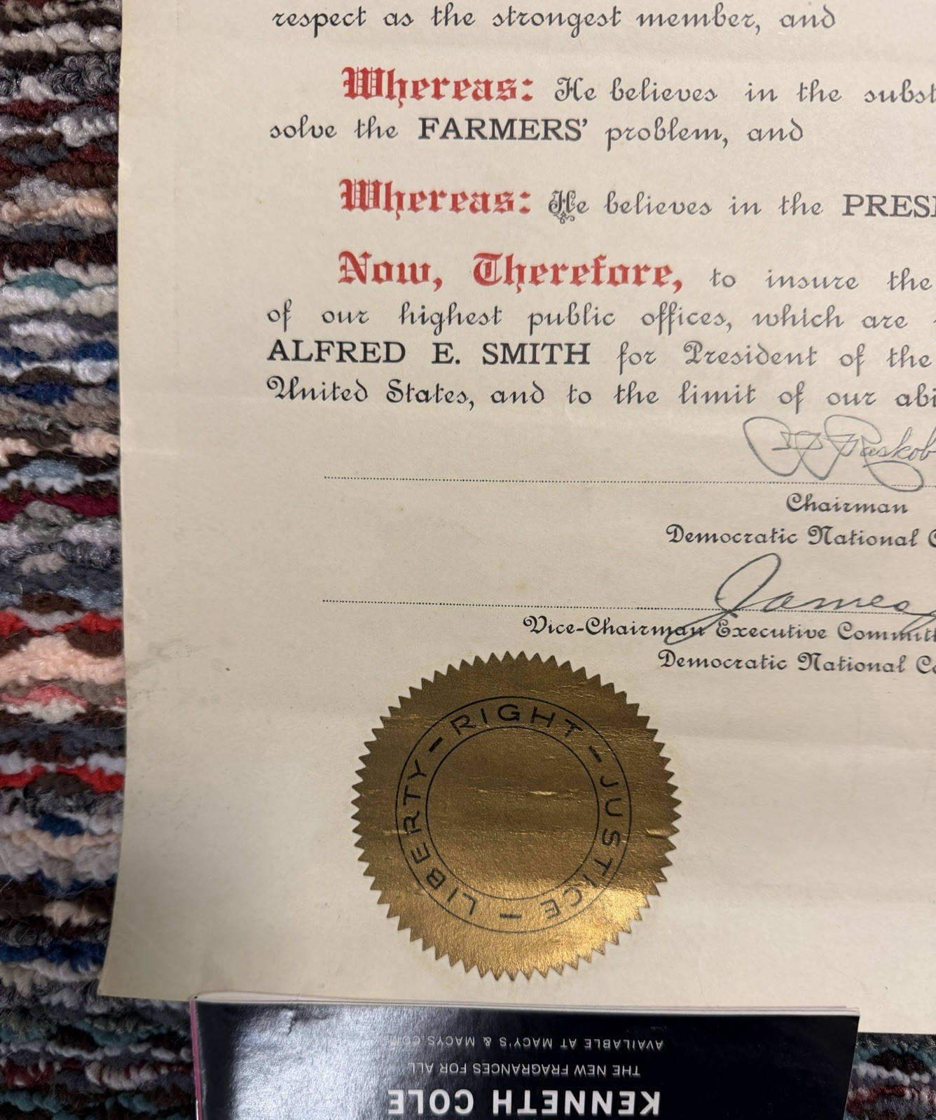 Al Smith 1928 Presidential Campaign Charter