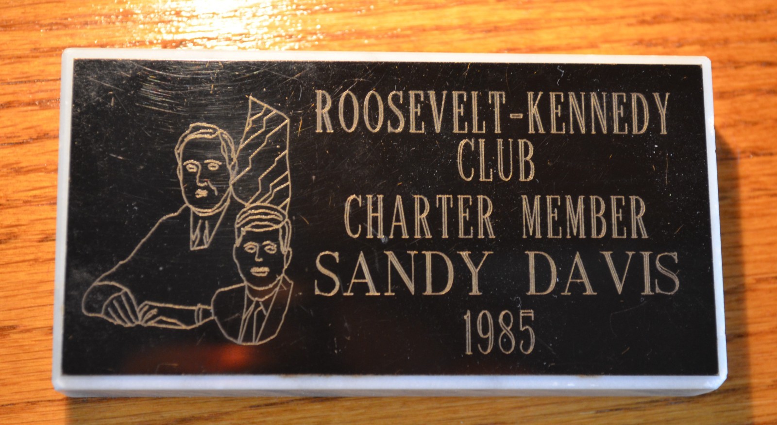 Vintage 1985 Roosevelt-Kennedy Charter Member Marble Plaque Base Made in Italy