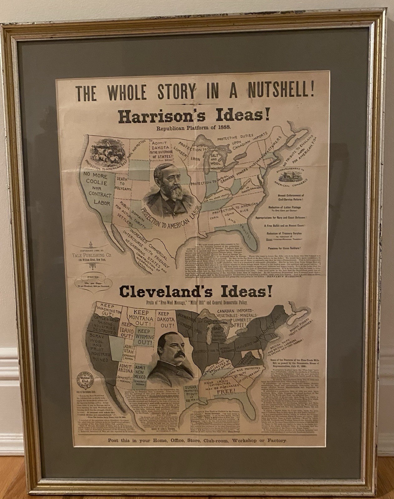 1888 Benjamin Harrison Vs Grover Cleveland Classic “Nutshell” Poster RARE!