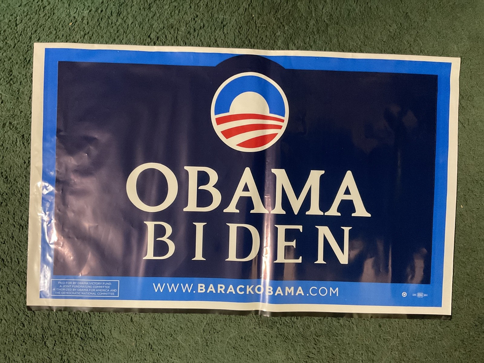 2008 Obama Biden Vinyl / Plastic Campaign Yard Sign 16.25 x 26