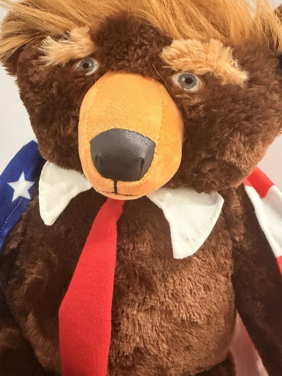 Donald Trump Style Teddy Bear 2017 22” Patriotic Plush American Flag Cape NEW