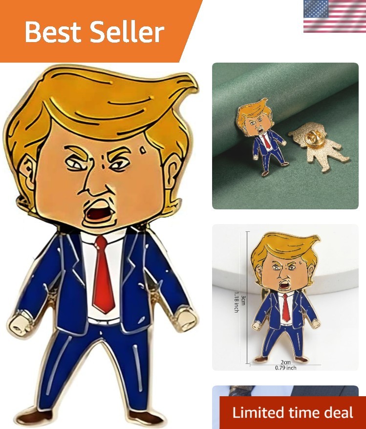 Vibrant Happy Trump Enamel Pin – Lightweight Political Accessory for Displays