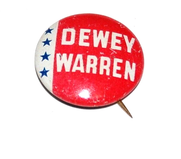 1948 THOMAS E. DEWEY EARL WARREN campaign political president pin pinback button