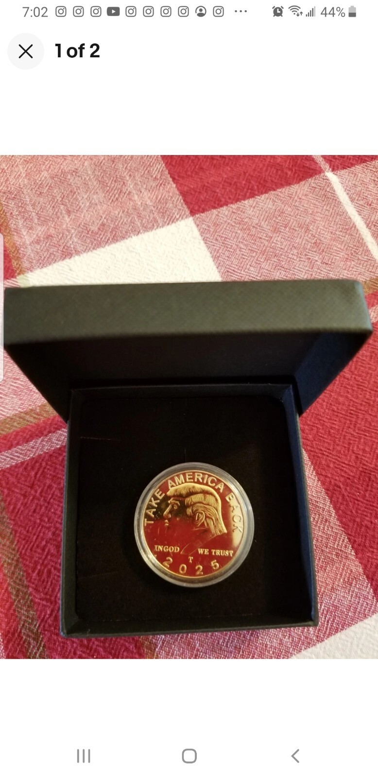 Donald J. Trump 2019 Gold Plated Challenge Coin 45th President Of United States