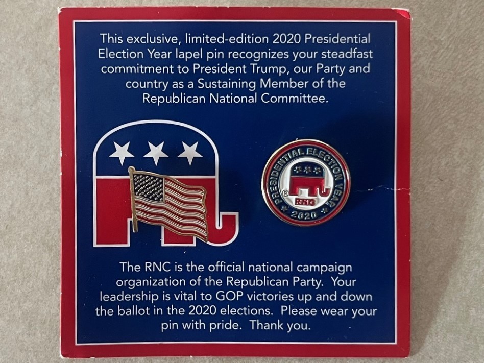 2020 RNC Republican National Committee Presidential Election American Flag Pin