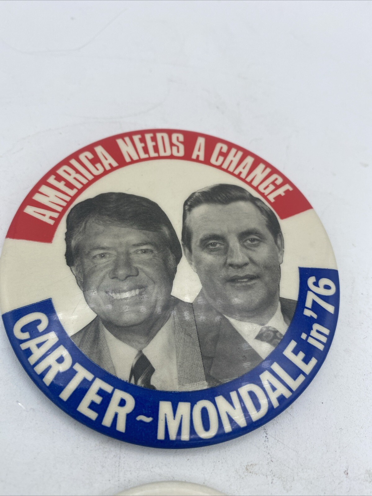 2 VTG 1976 Carter & Mondale Presidential Campaign Political Buttons Pins