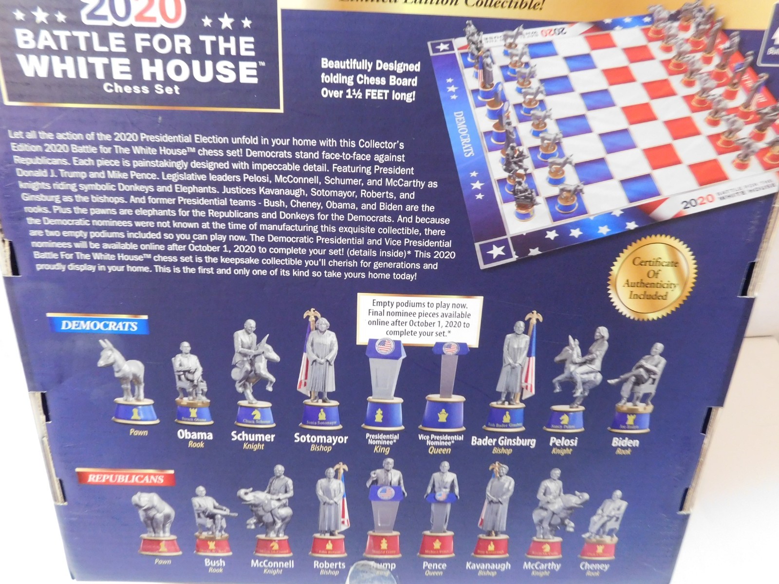 Battle for the White House Chess Set Complete 32 Pieces 2020 with COA