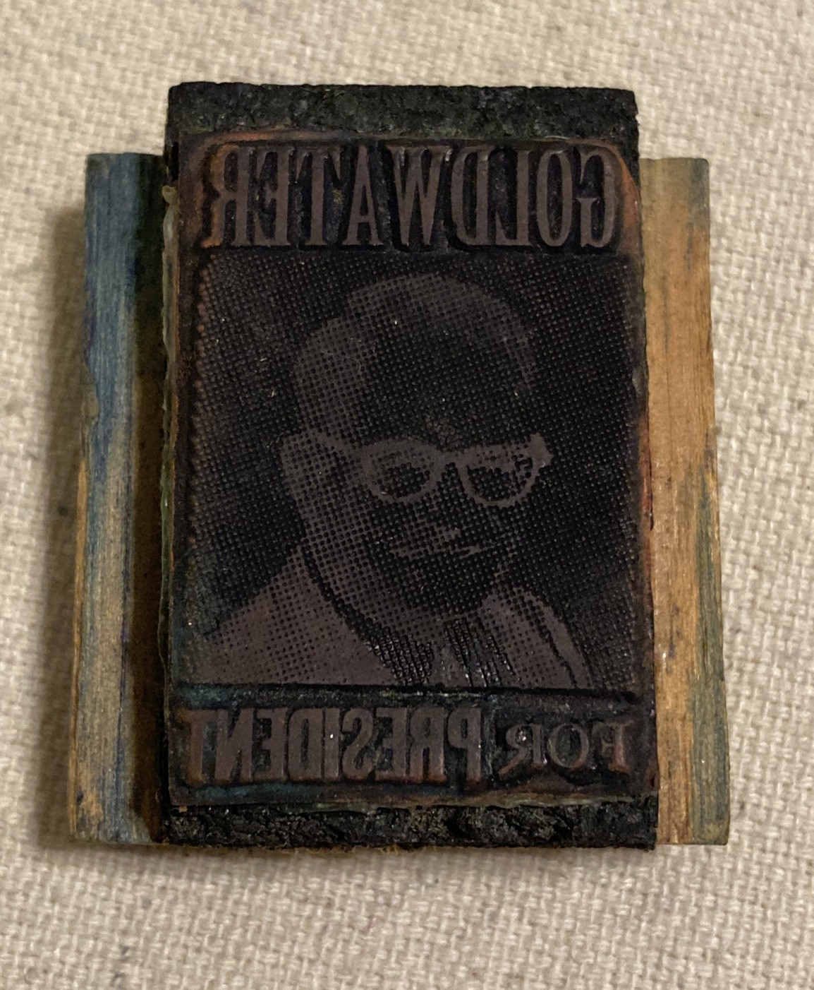 Barry Goldwater For President Wood stamp Press Campaign Republican Vintage Old