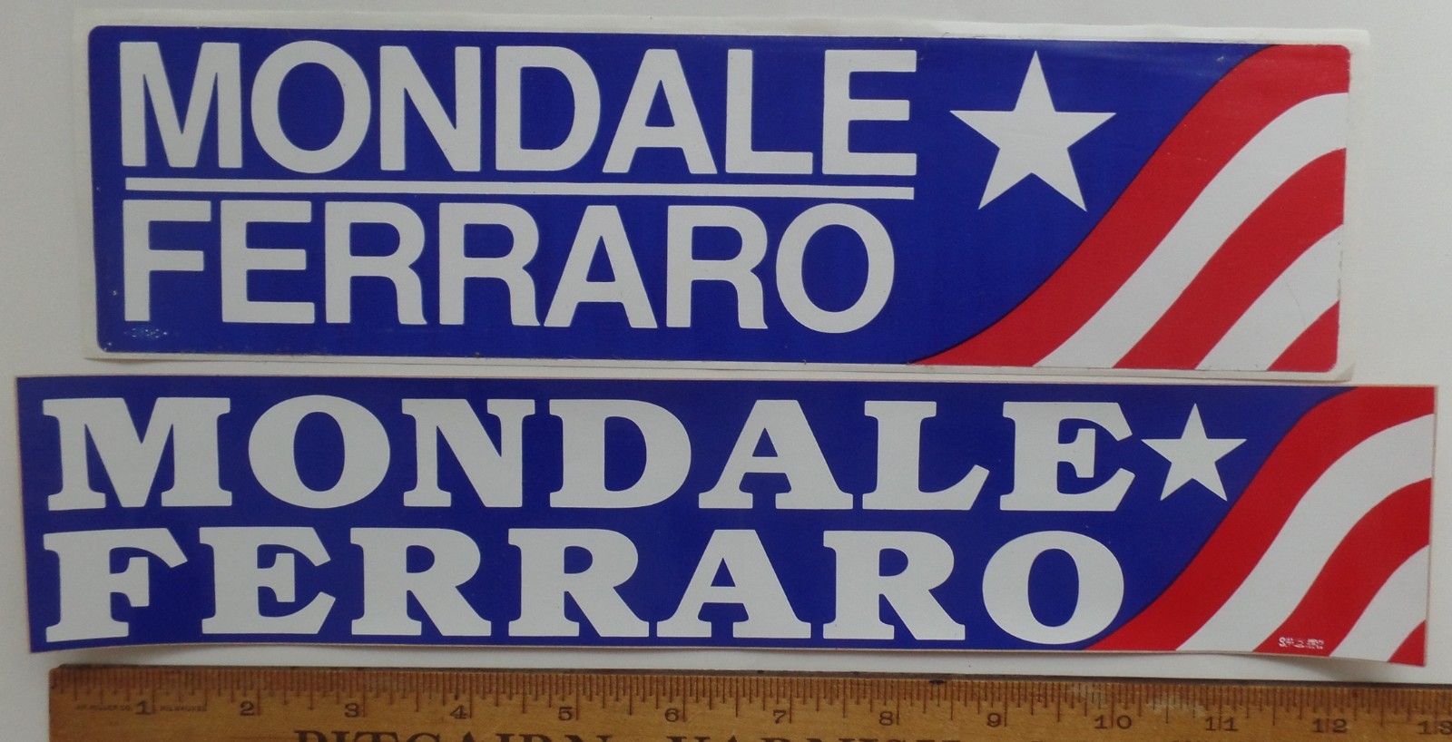 2-1984 Walter Mondale Geraldine Ferraro Presidential Campaign Bumper Stickers