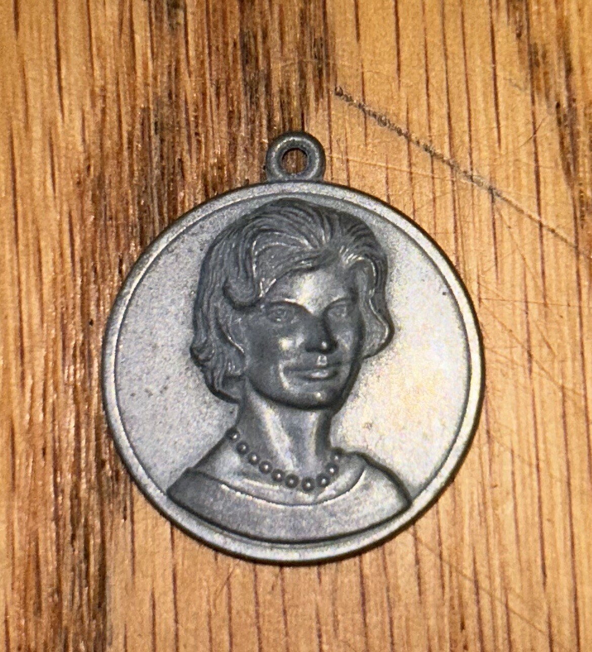 Jacqueline Kennedy Onassis First Lady Necklace Pendant Political Button Metal!!