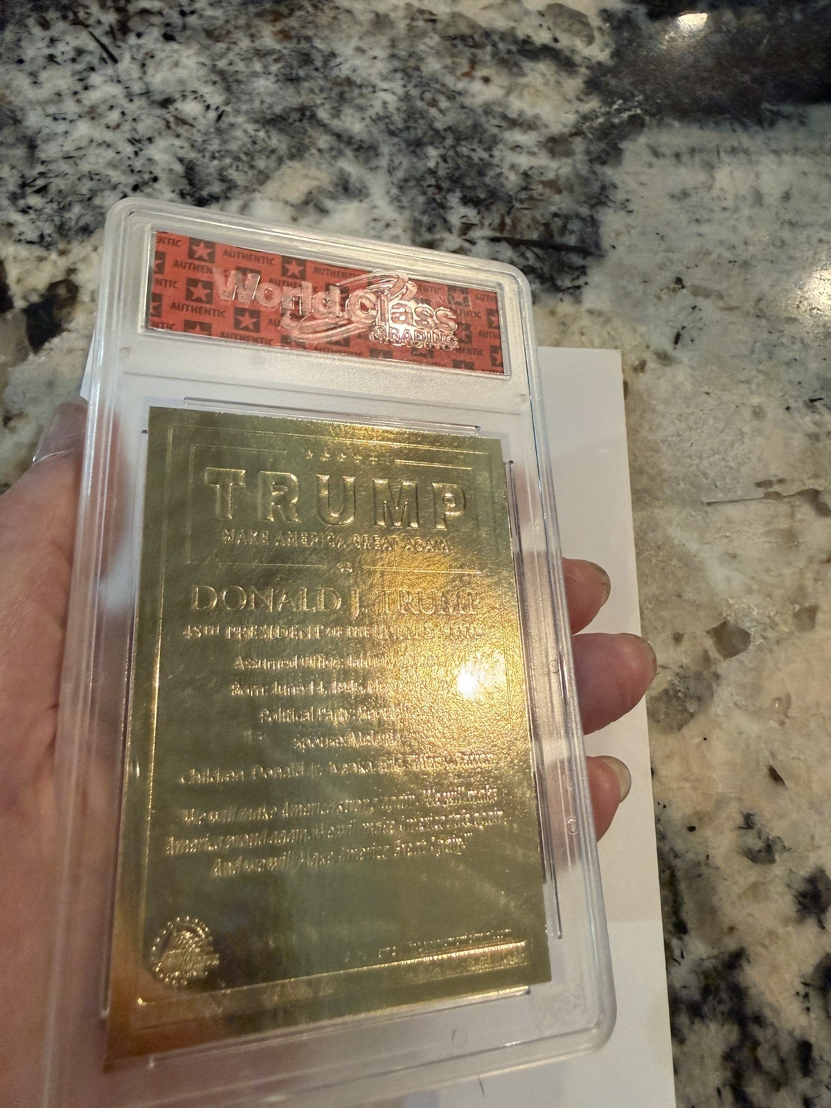Gem Mint 10 2021 Merrick Mint Donald Trump for President 2024 23 Karat Gold Card