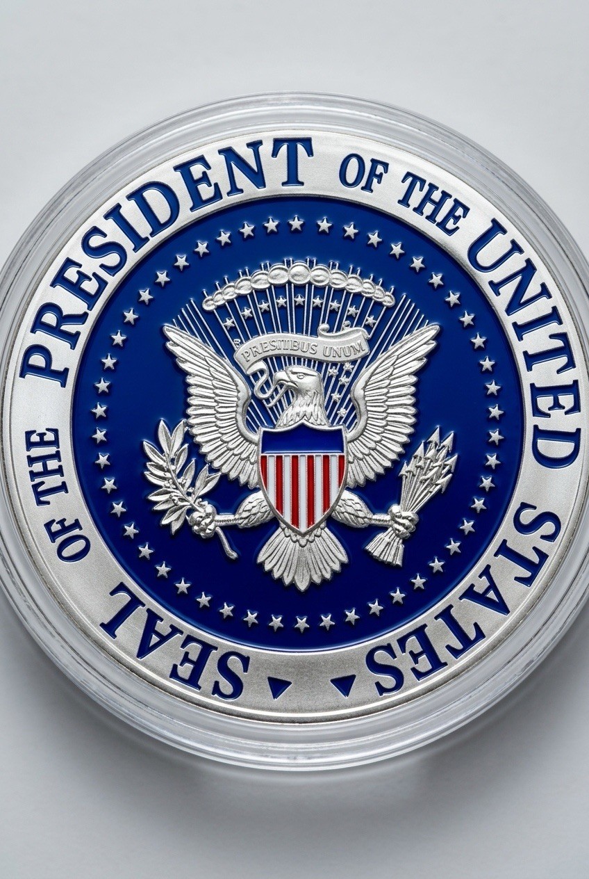 TRUMP CHALLENGE COINS (2) SAVE AMERICA AGAIN GOLD AND SILVER (NEL2082).