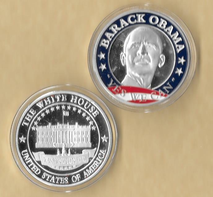 President Barack Obama “Yes We Can” 44th President Silver