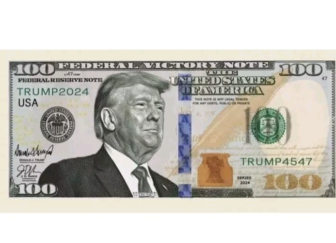 Donald Trump 2024 Presidential Novelty $100 Dollar Bill In Clear Bill Protector