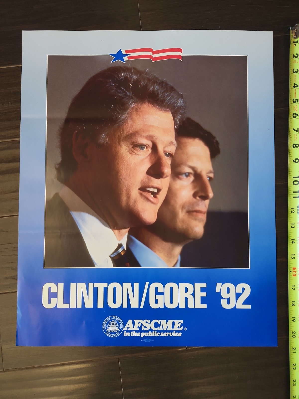 1992 Bill Clinton Gore Campaign Poster AFSCME 21×17