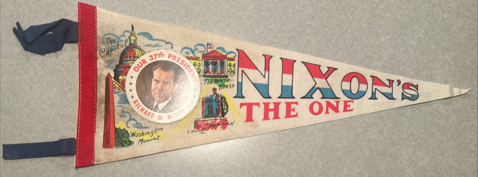 Nixon’s The One political pennant 18” x 7”