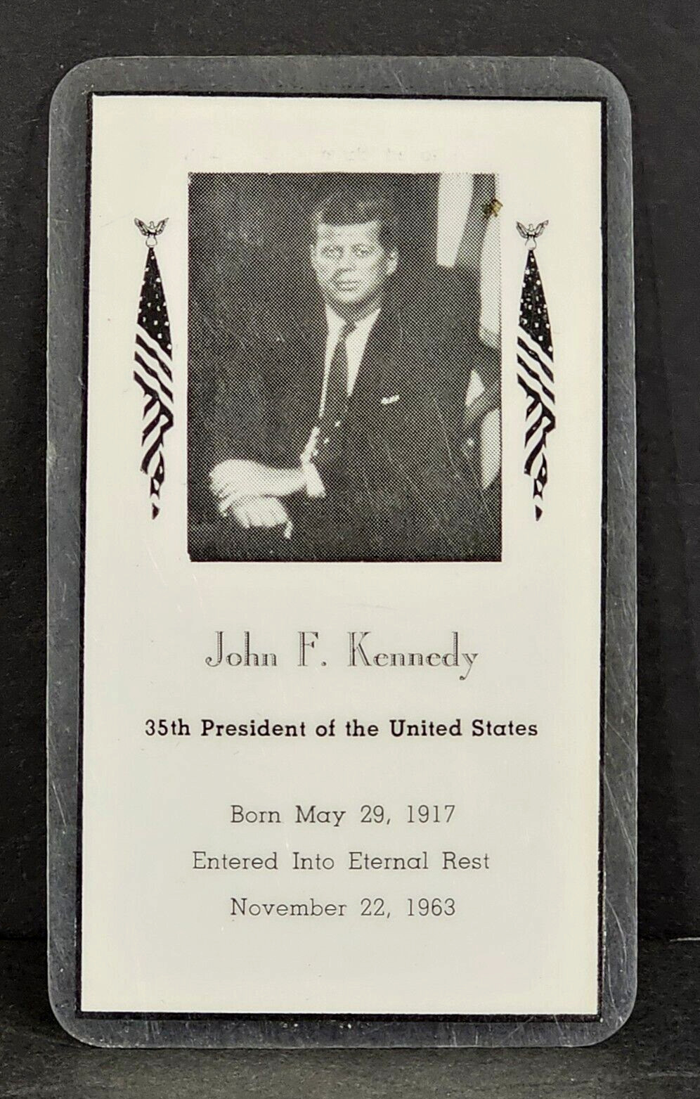 Rare John F Kennedy Funeral Mass Prayer Commemorating Laminated Card 1963