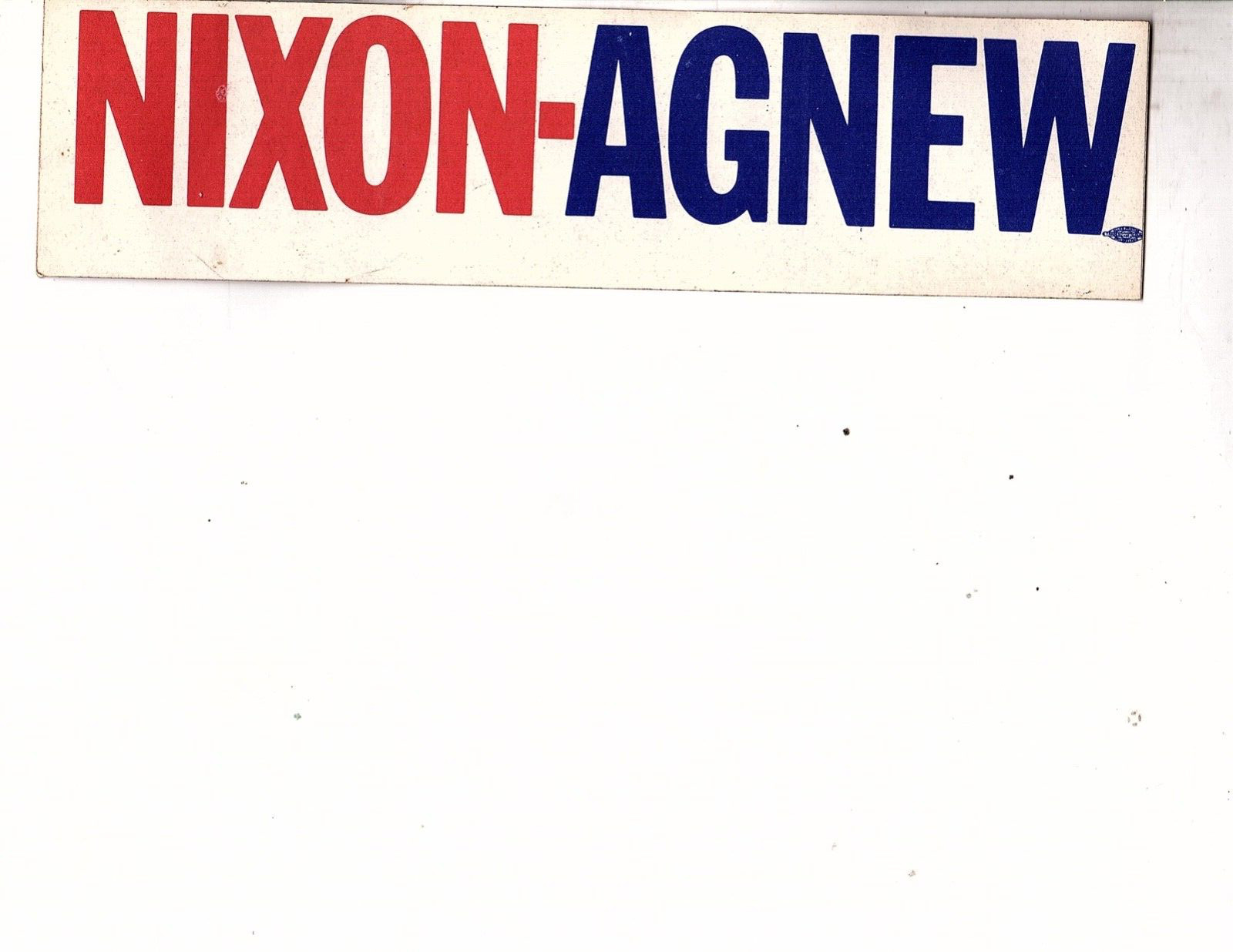 Vintage Nixon Agnew Bumper Sticker Official Unused GOP (bb8