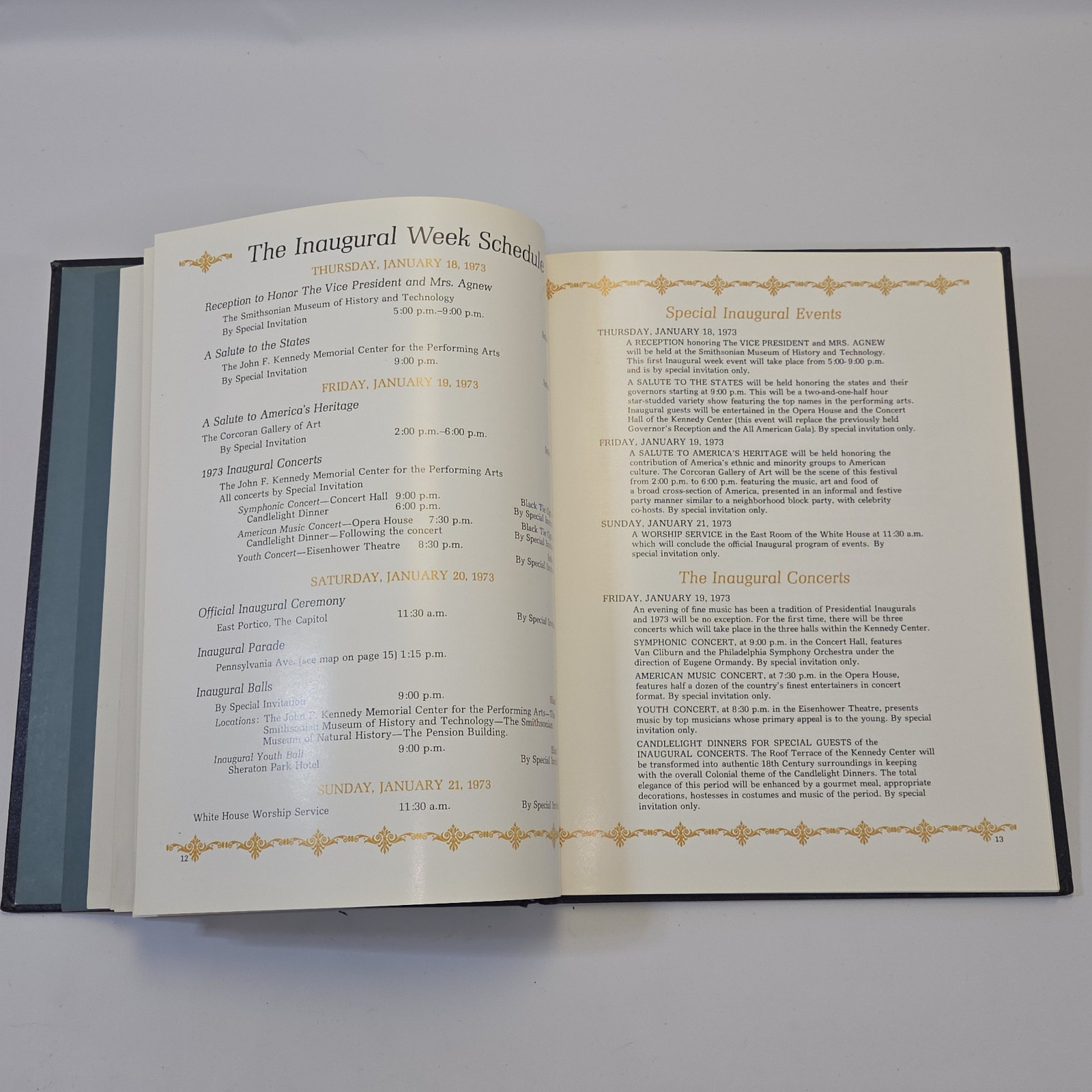 Vintage 1973 Inaugural Book Signed By Spiro Agnew. Collectable Political Ephem..