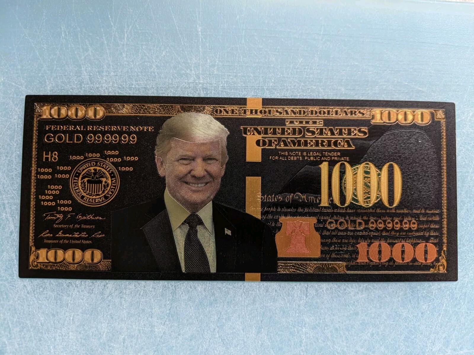 Black Gold Foil Banknote President Donald Trump $1000 Dollar Bill