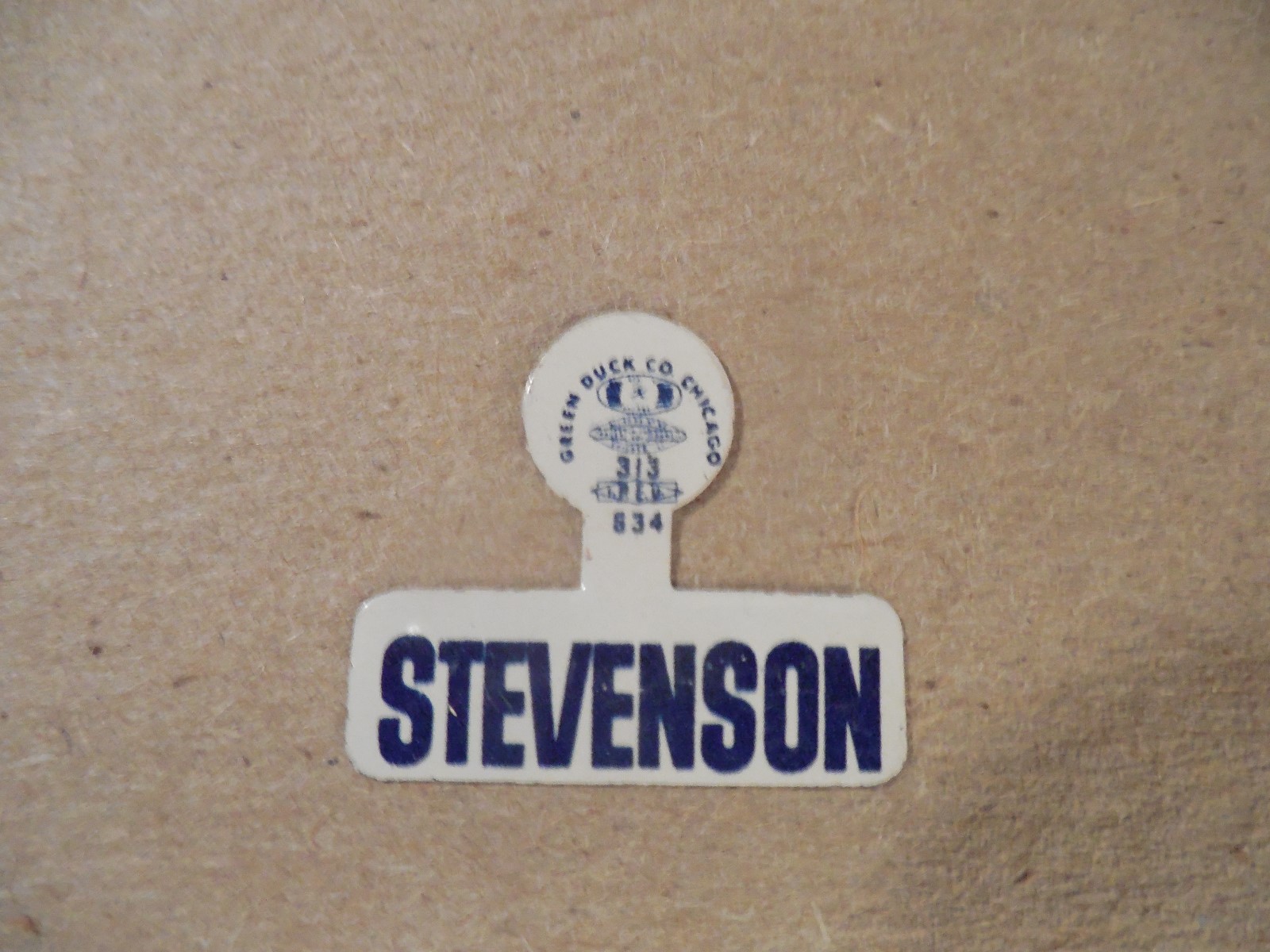 Adlai Stevenson Presidential Tab 1956 Campaign Pin Back Button Political