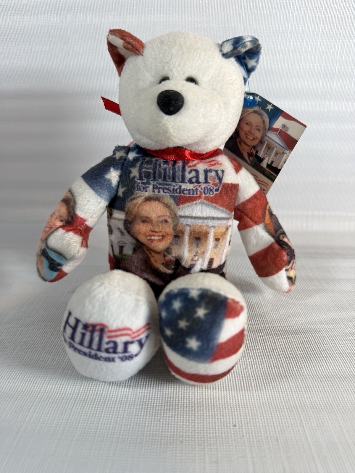 2008 PLUSH HILLARY CLINTON FOR PRESIDENT BEANIE BEAR – LIMITED TREASURES
