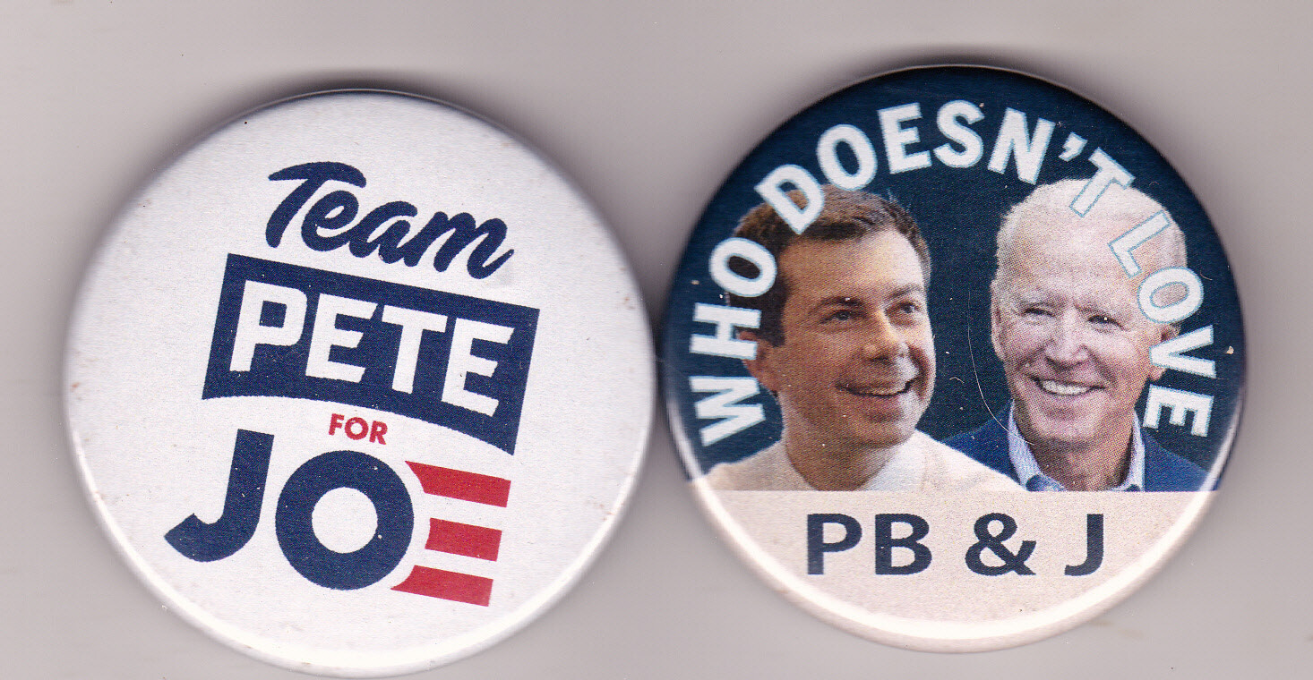 Rare Joe Biden Pete Buttigieg Political Campaign Buttons Indiana Grassroots