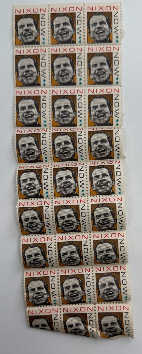 Vintage 1972 Richard Nixon Agnew Campaign Lot Pins Stickers Nixon Now Stamps